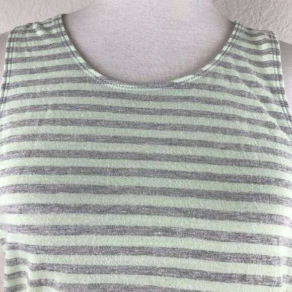 Public Opinion Muscle Tank Top Gray Green Stripe - Picture 3 of 7